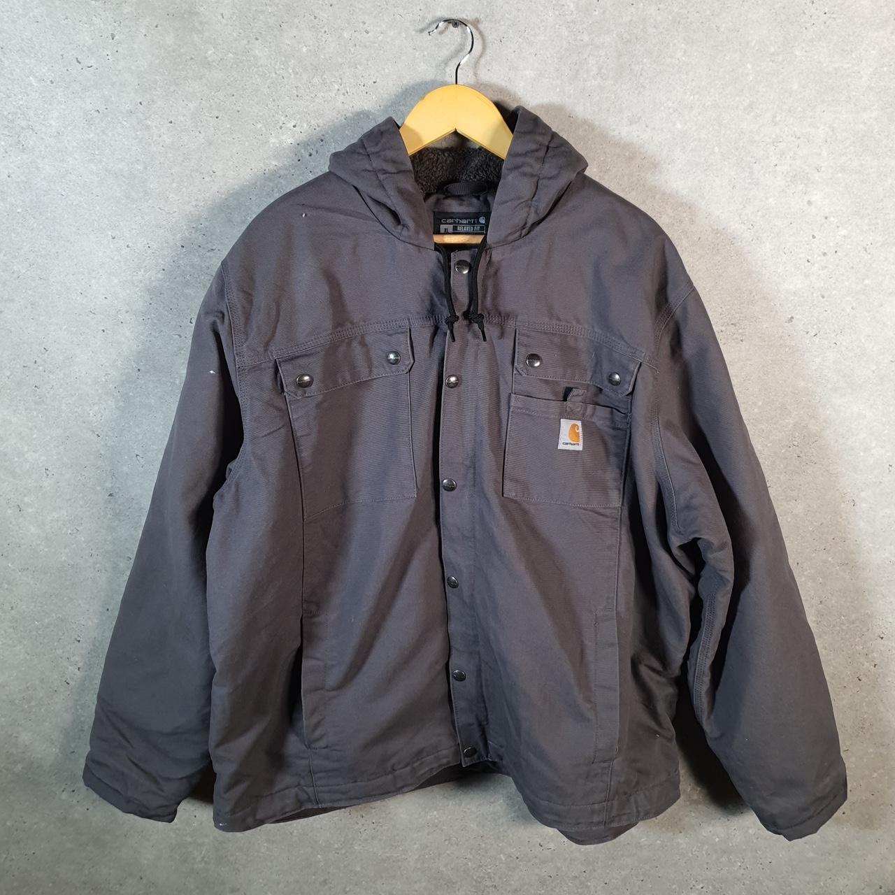 Vintage Carhartt Duck Blanket Lined Jacket Men’s XL Grey Canvas Relaxed Fit USA G2124