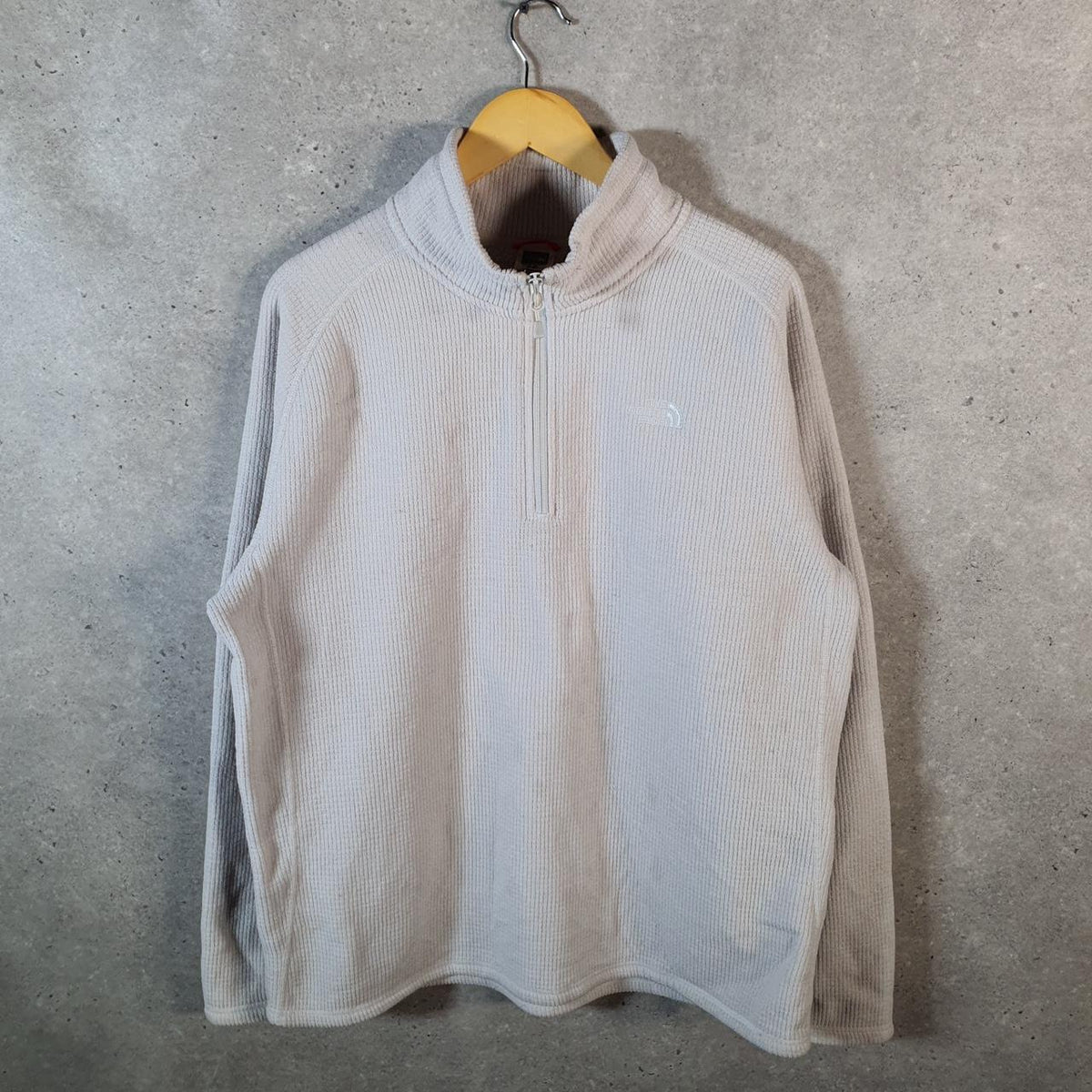 Vintage The North Face TNF Fleece Sweatshirt Mens 1/4 Zip XL White Pullover Logo