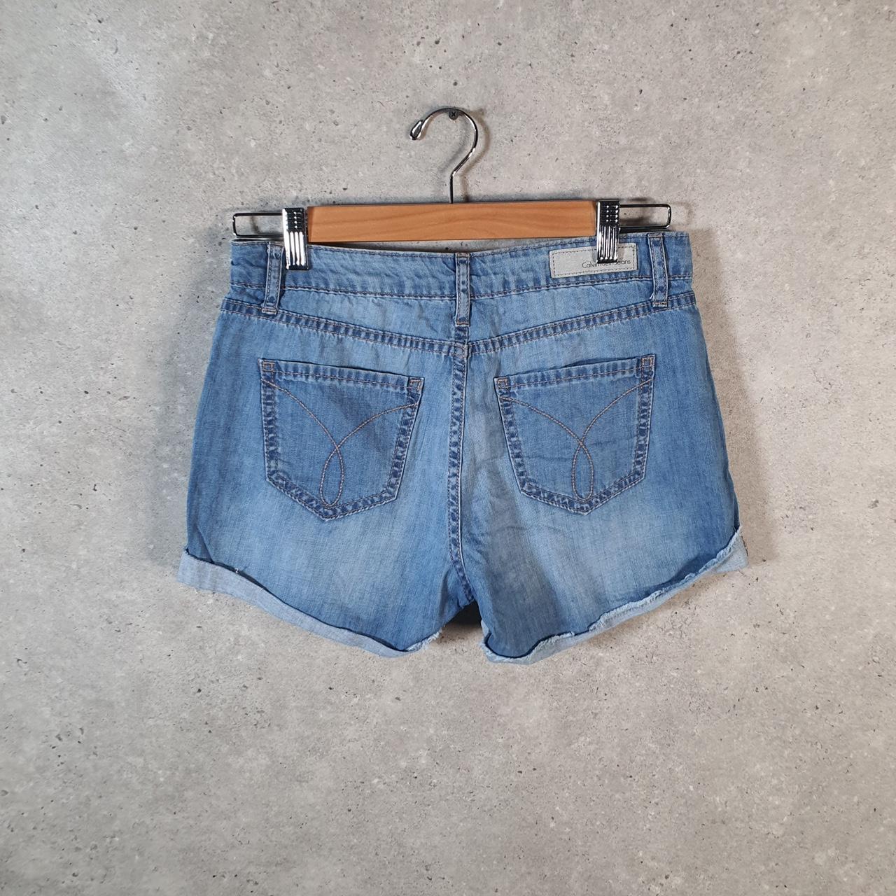Vintage Calvin Klein Baggy Shorts Jorts Cargo Womens W28 Blue Relaxed Denim