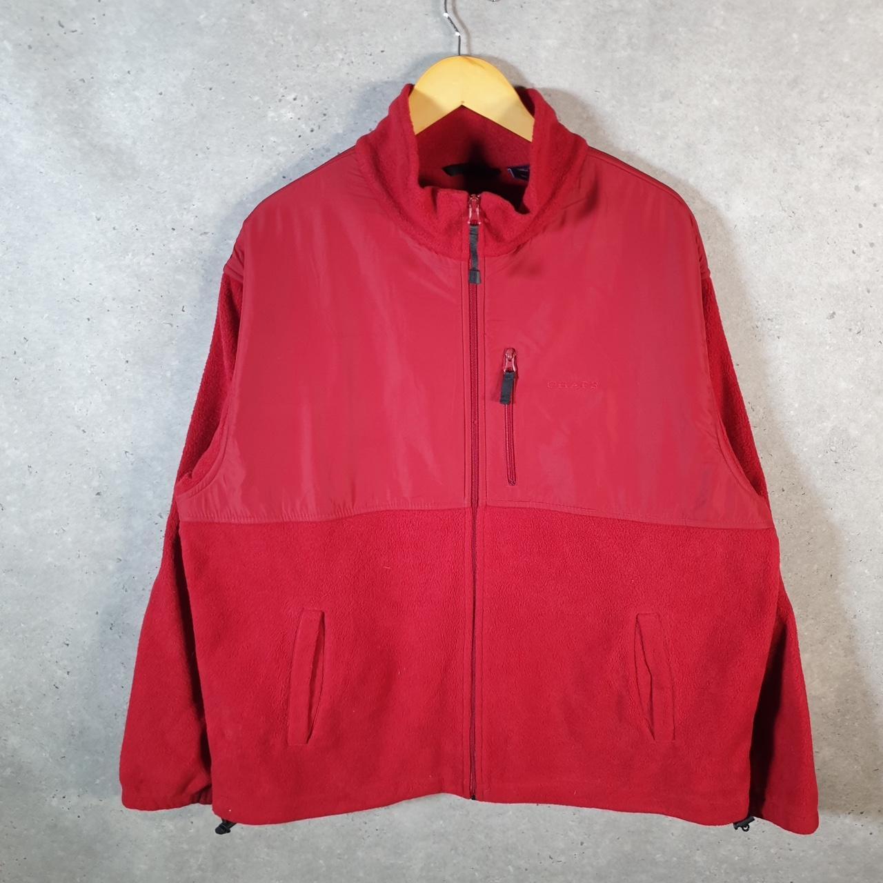 Chaps Ralph Lauren Full Zip Fleece Sweatshirt Mens XL Red Embroidered Logo