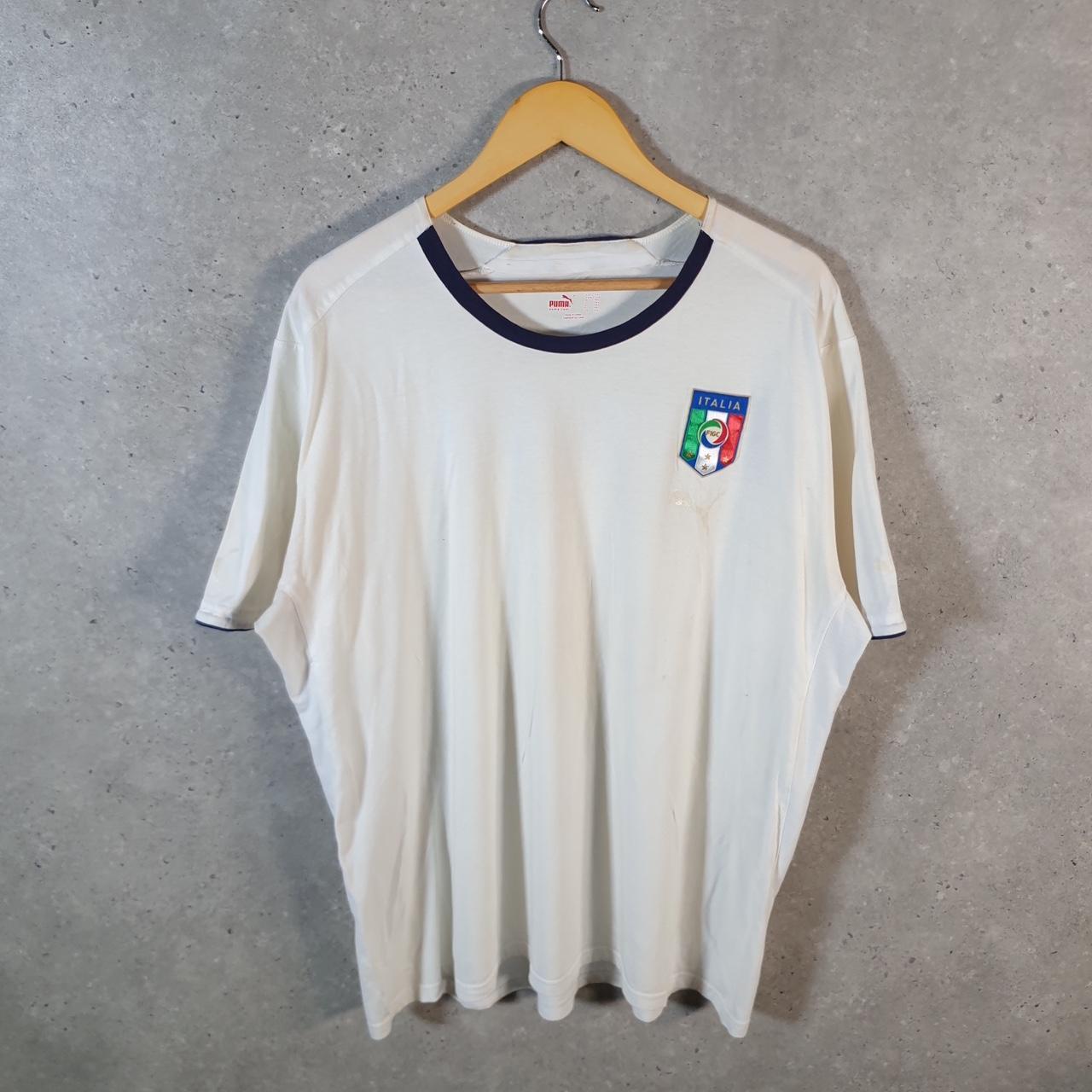 Vintage Puma Italia Italy Soccer T Shirt Mens 2XL White sports Logo Athletic