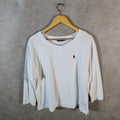 Vintage Ralph Lauren Polo Sweatshirt Womens Large White Embroidered Pullover Pony
