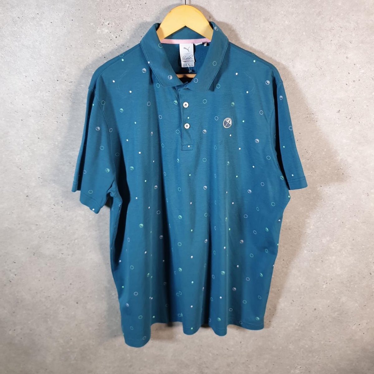 Vintage Puma Arnold Palmer Umbrella Golf Polo Shirt Men’s 2XL Blue sports Logo Athletic