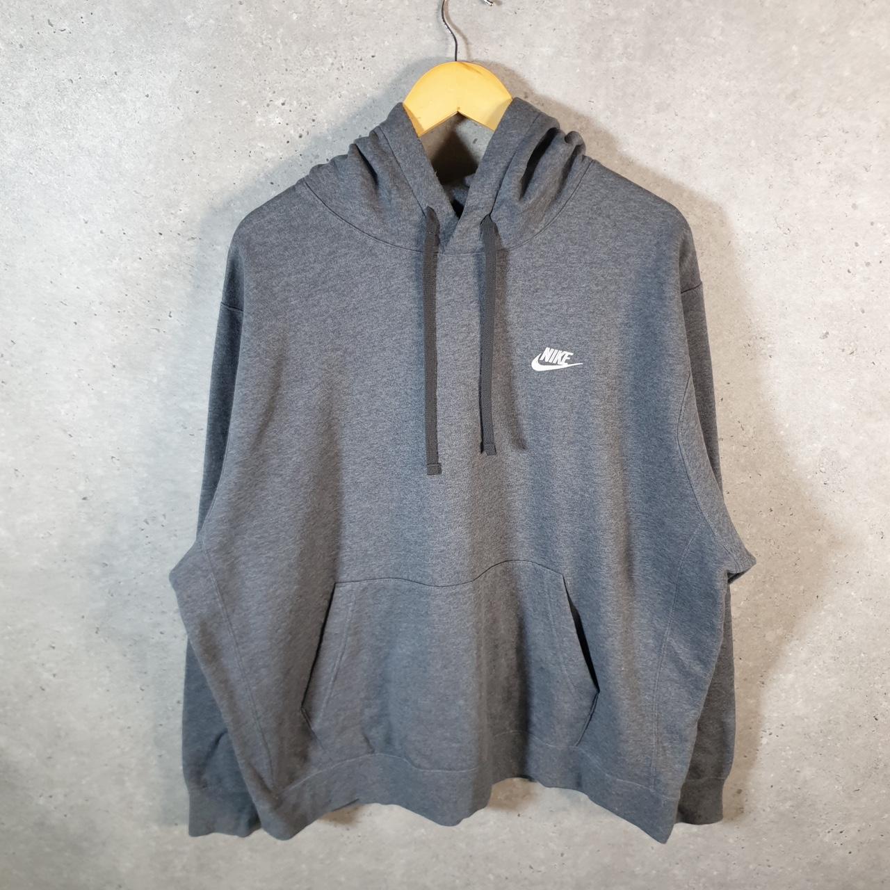 Vintage Nike Club Embroidered Hoodie Men’s XL Grey Swoosh Y2K Pullover