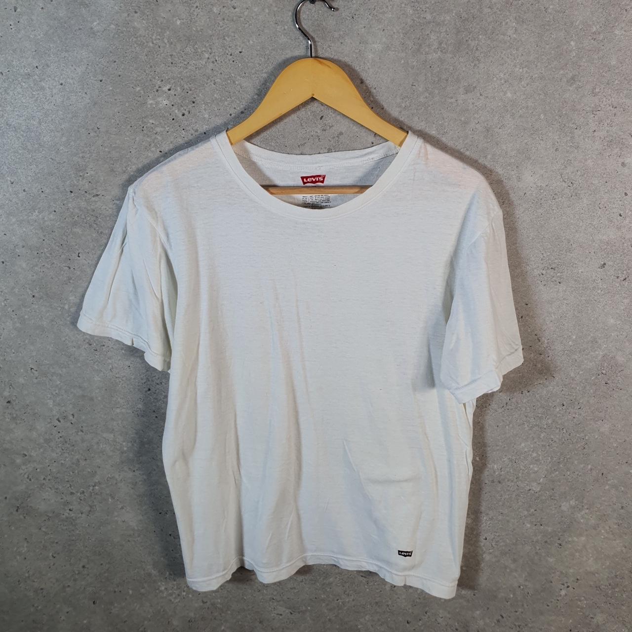 Vintage Levis Spellout T Shirt Shirt Men’s Medium White Logo Athletic Casual