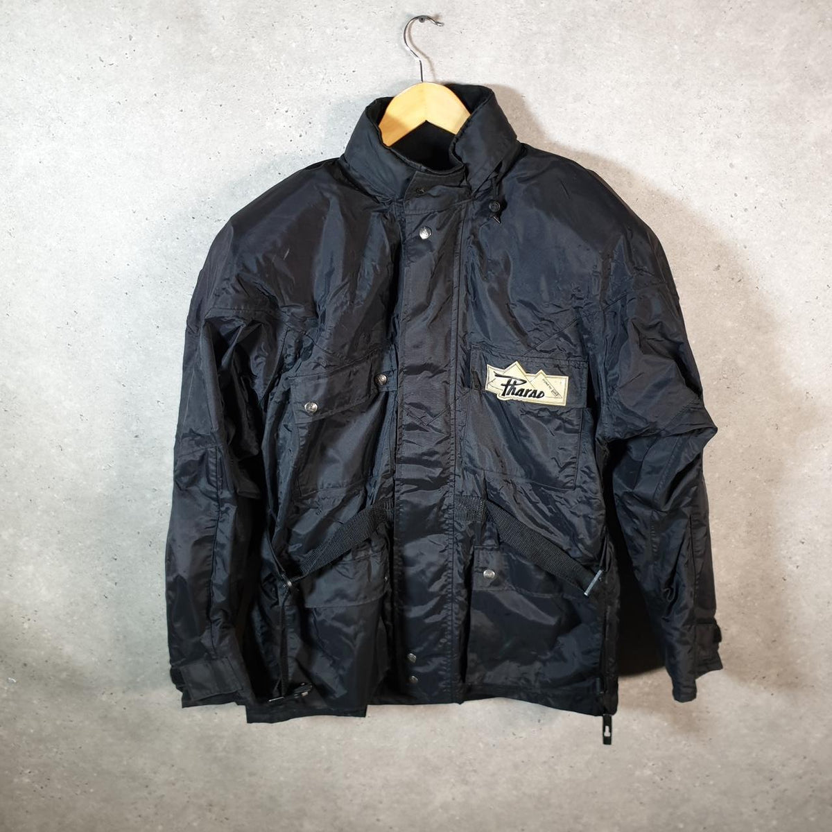 Vintage Pharao Motorcycle Jacket Mens Small Black Armoured Padded Shoulder Elbows