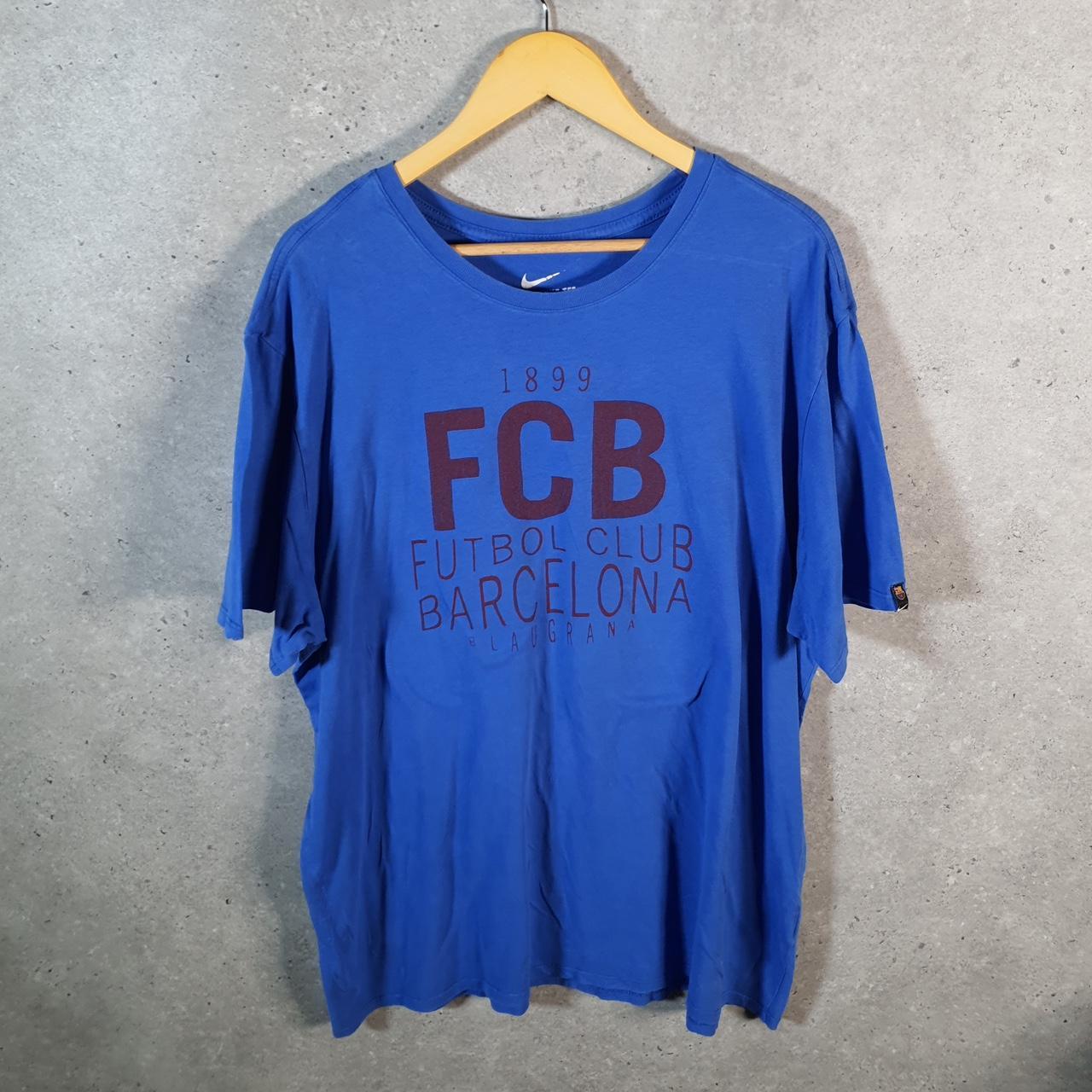 Vintage Nike FC Barcelona FCB Laugrana T Shirt Men’s 2XL Blue Logo Swoosh Athletic