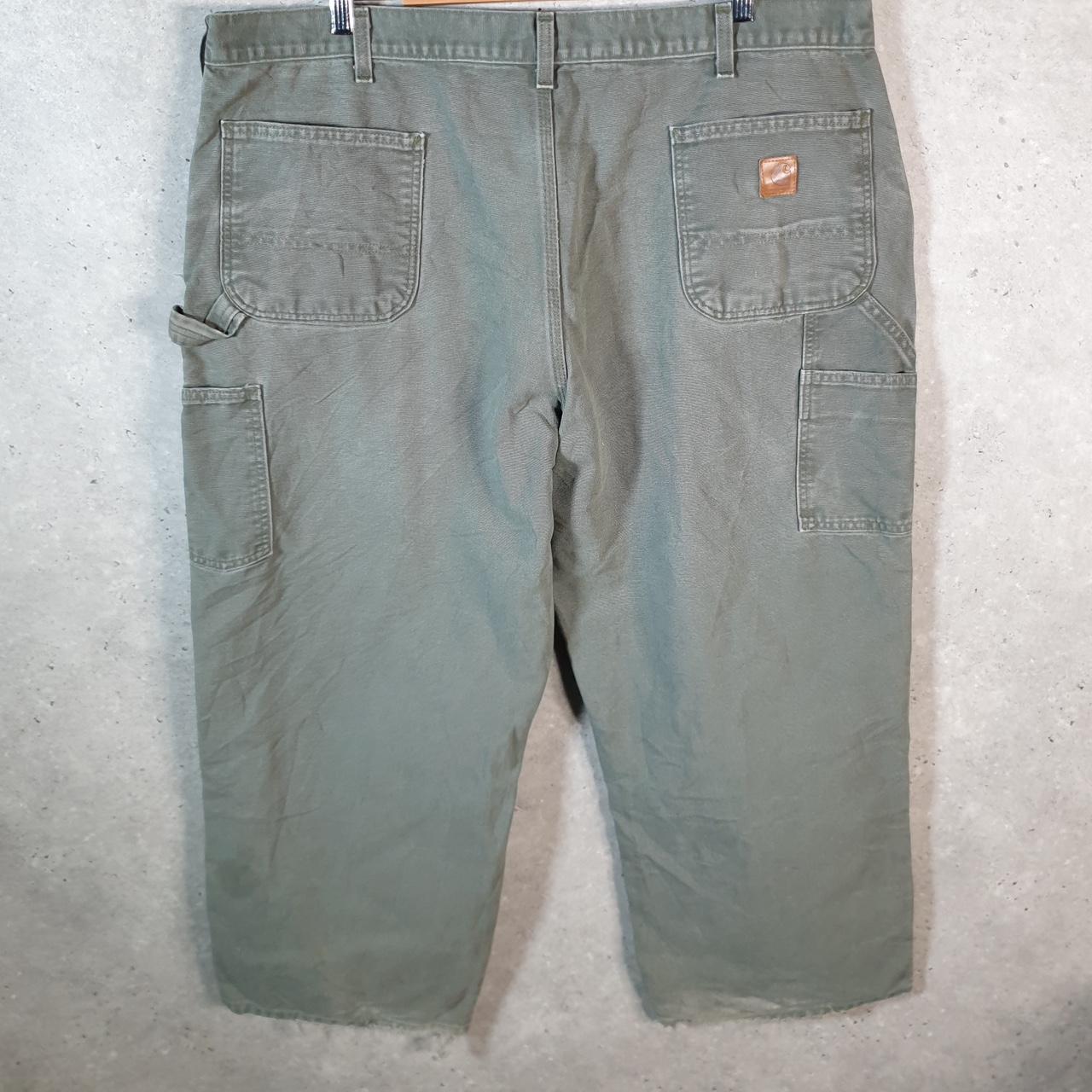 Vintage Carhartt Carpenter Trousers Mens W44 L26 Khaki Green Loose Original Fit Workwear