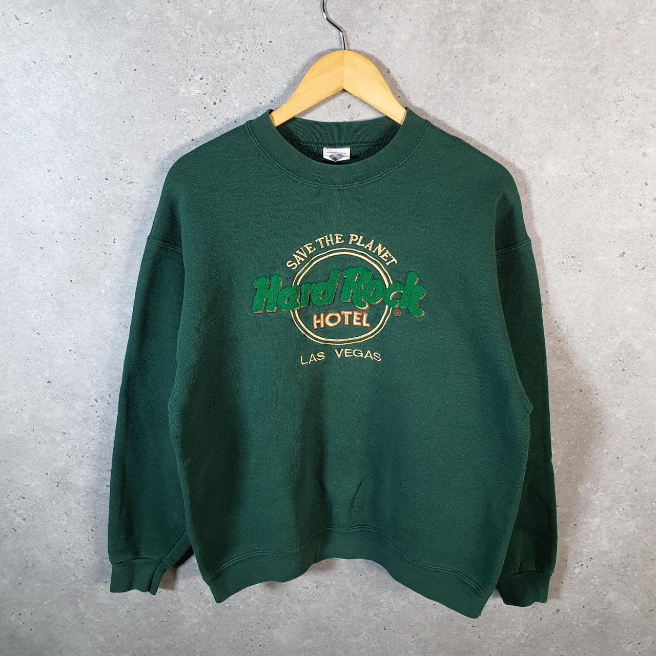 Vintage Hard Rock Hotel Las Vegas Sweatshirt Mens Medium Green USA Embroidered