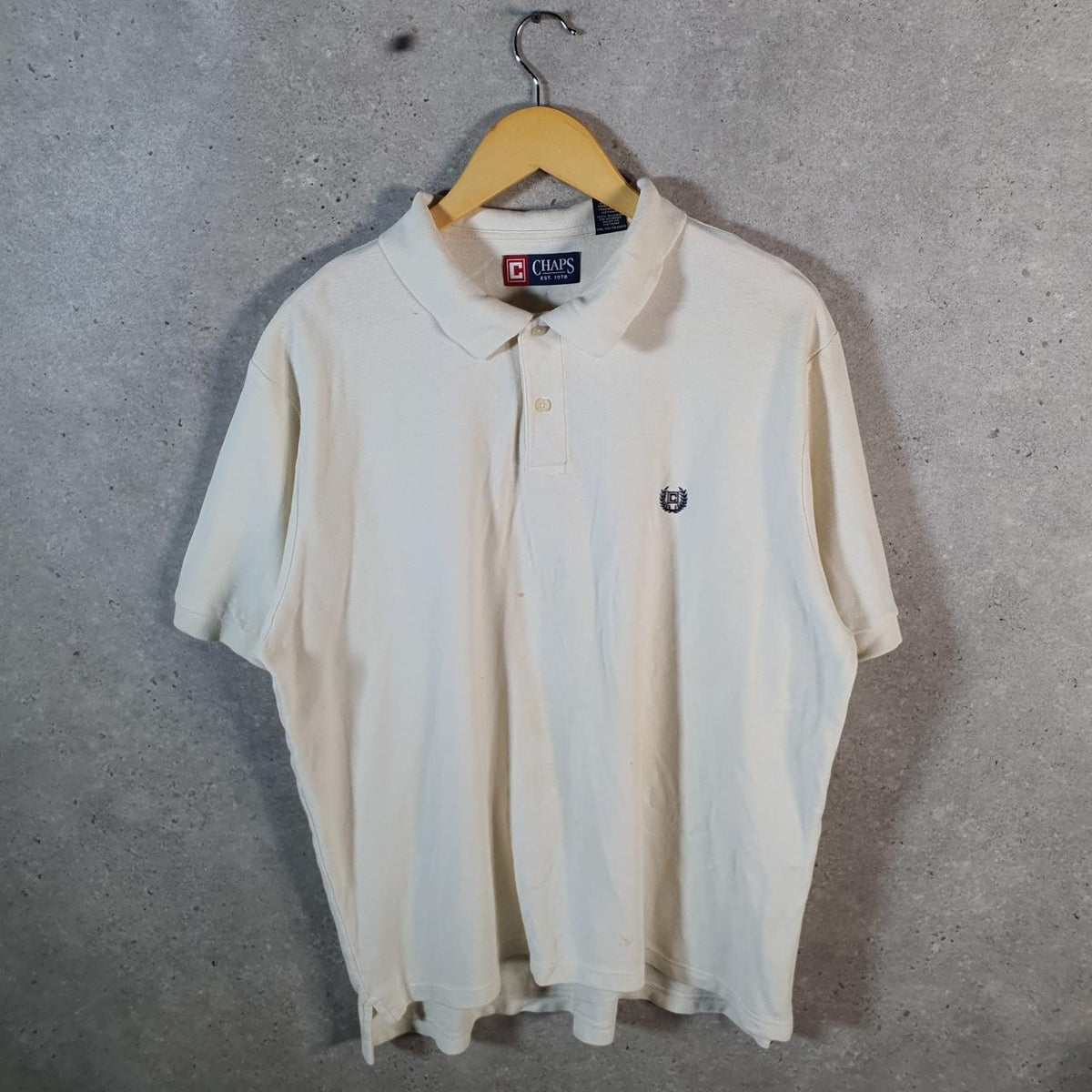 Vintage Chaps Ralph Lauren Polo Shirt Men’s XL White Regular Fit Embroidered Logo
