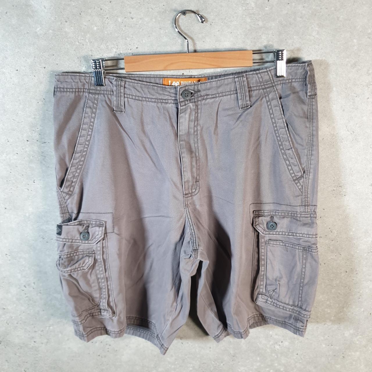 Vintage Lee Chino Shorts Jorts Cargo Mens W36 Grey Baggy Cotton