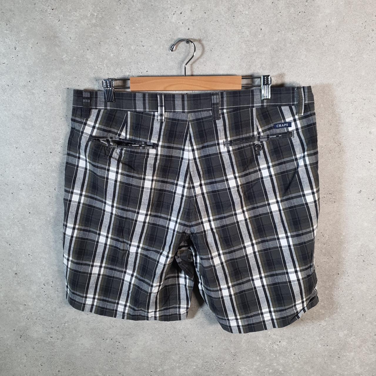 Vintage Chaps Ralph Lauren Polo Shorts Jorts Cargo Men’s W38 Checkered Black Baggy Cotton A4452
