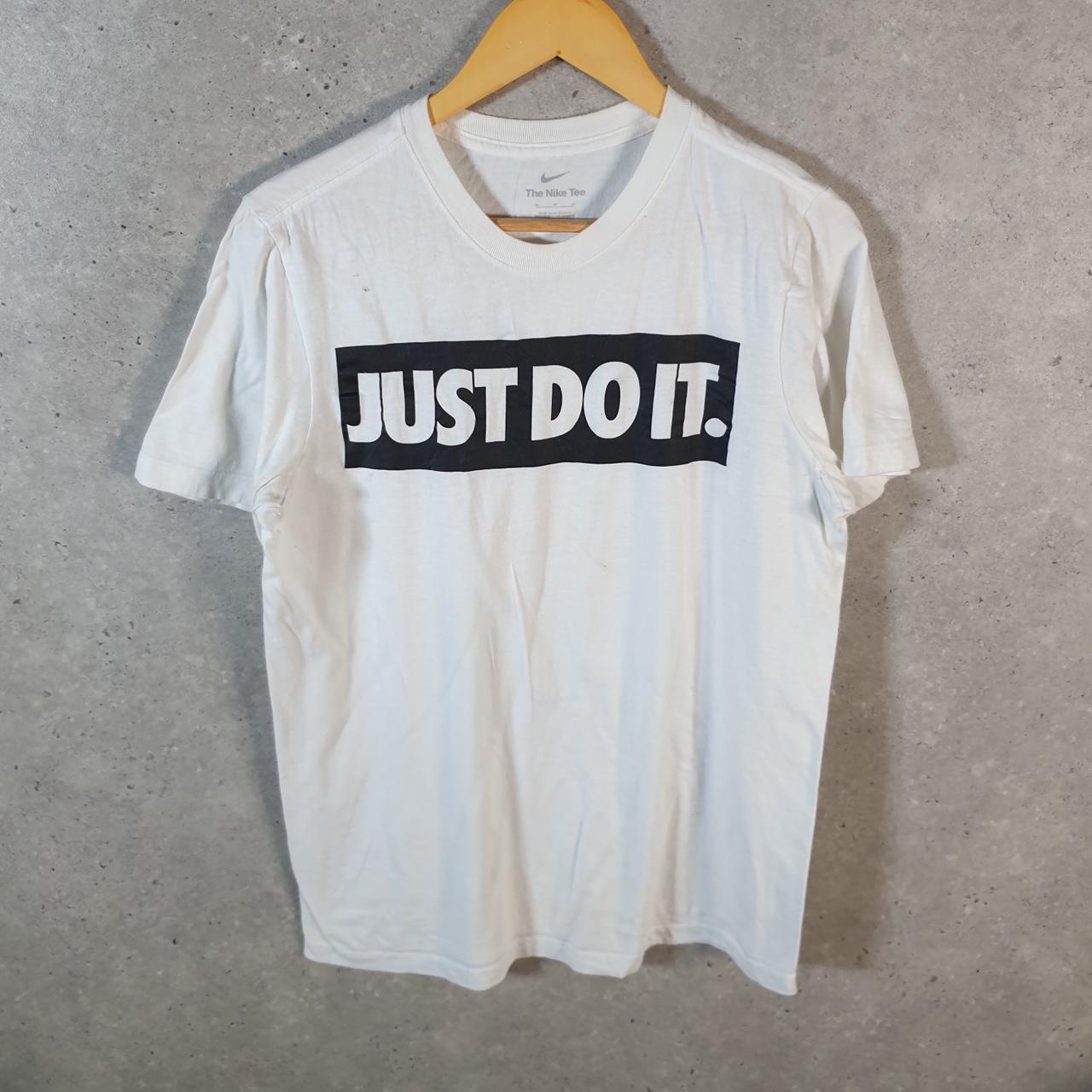Vintage Nike Just Do It Spellout T Shirt Men’s Medium White Swoosh Logo