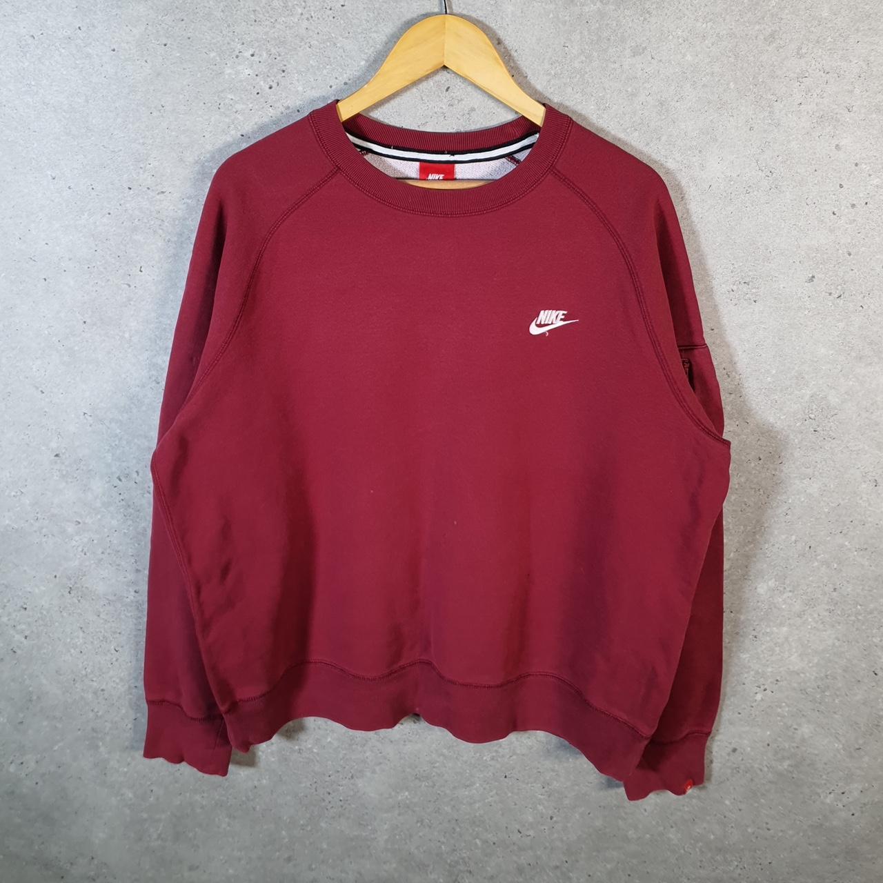 Vintage Nike Club Embroidered Sweatshirt Men’s XL Burgundy Swoosh Y2K Pullover Logo