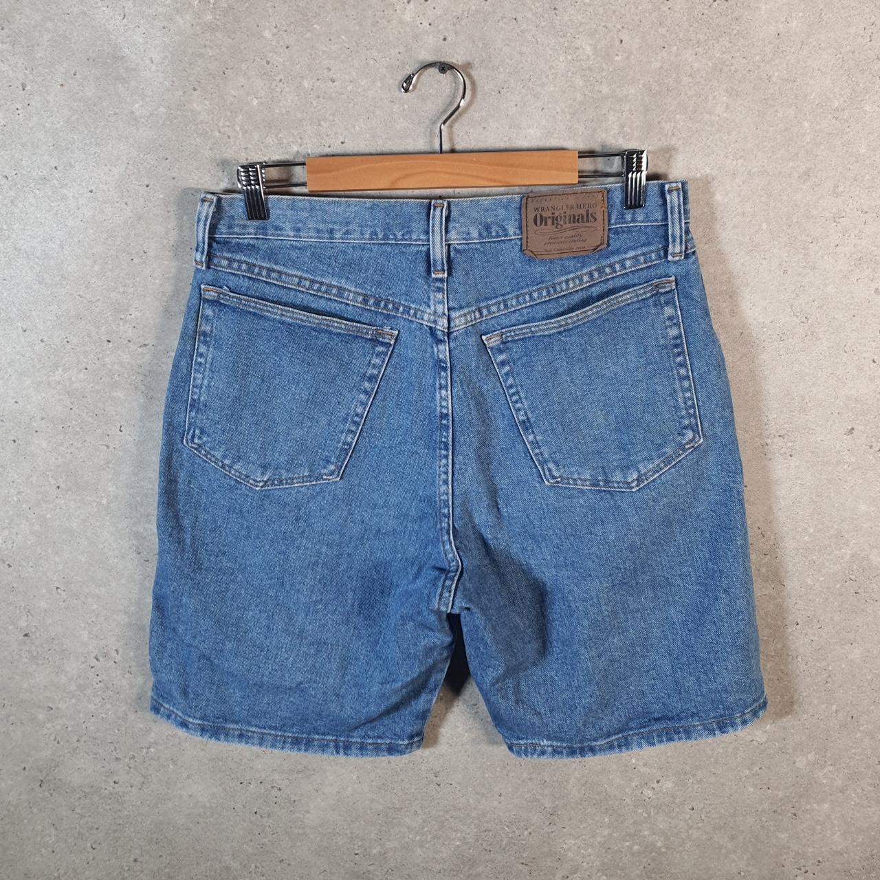 Vintage Wrangler Denim Shorts Jorts Cargo Men’s W32 Relaxed Blue Baggy Cotton