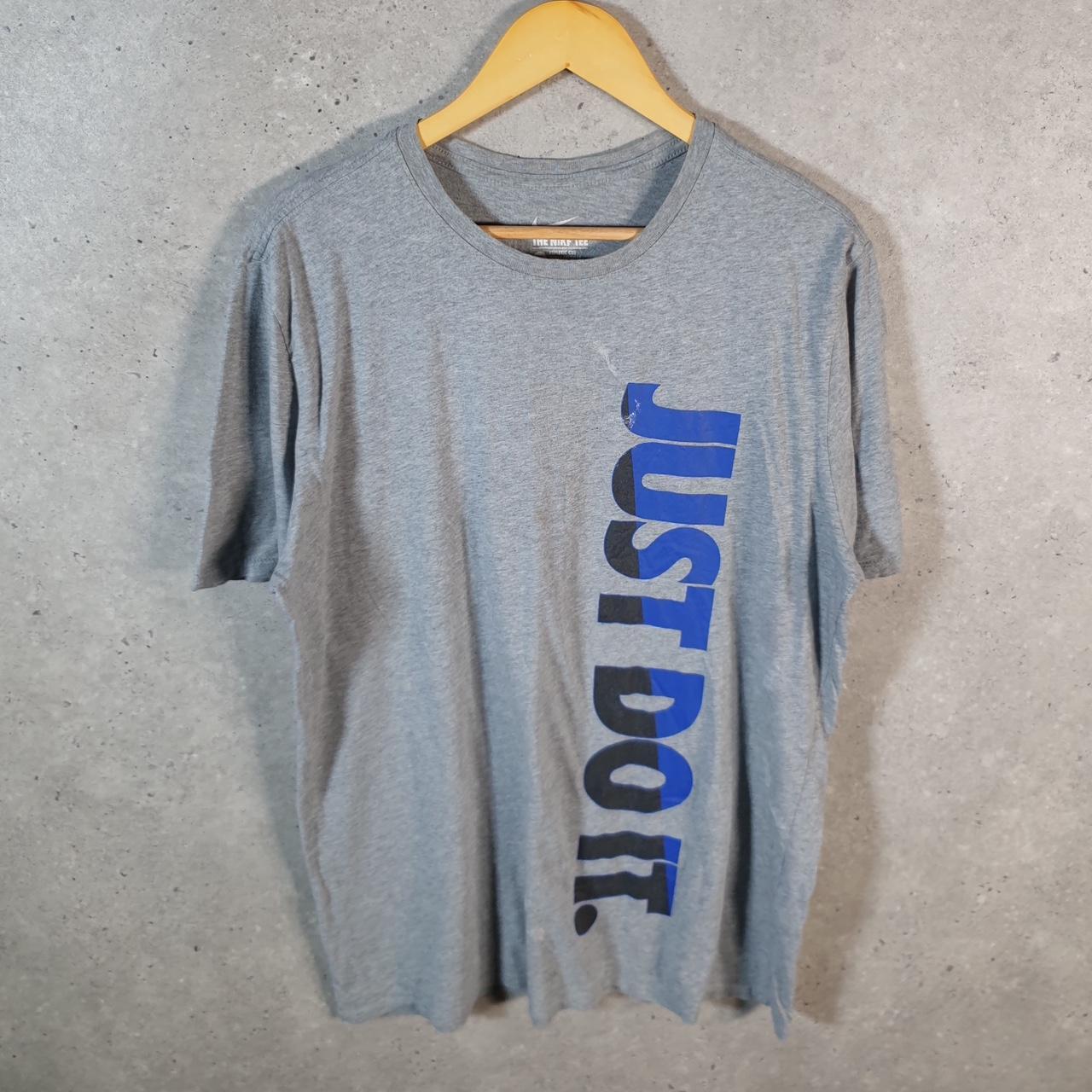 Vintage Nike Just Do It Spellout T Shirt Men’s XL Grey Swoosh Logo