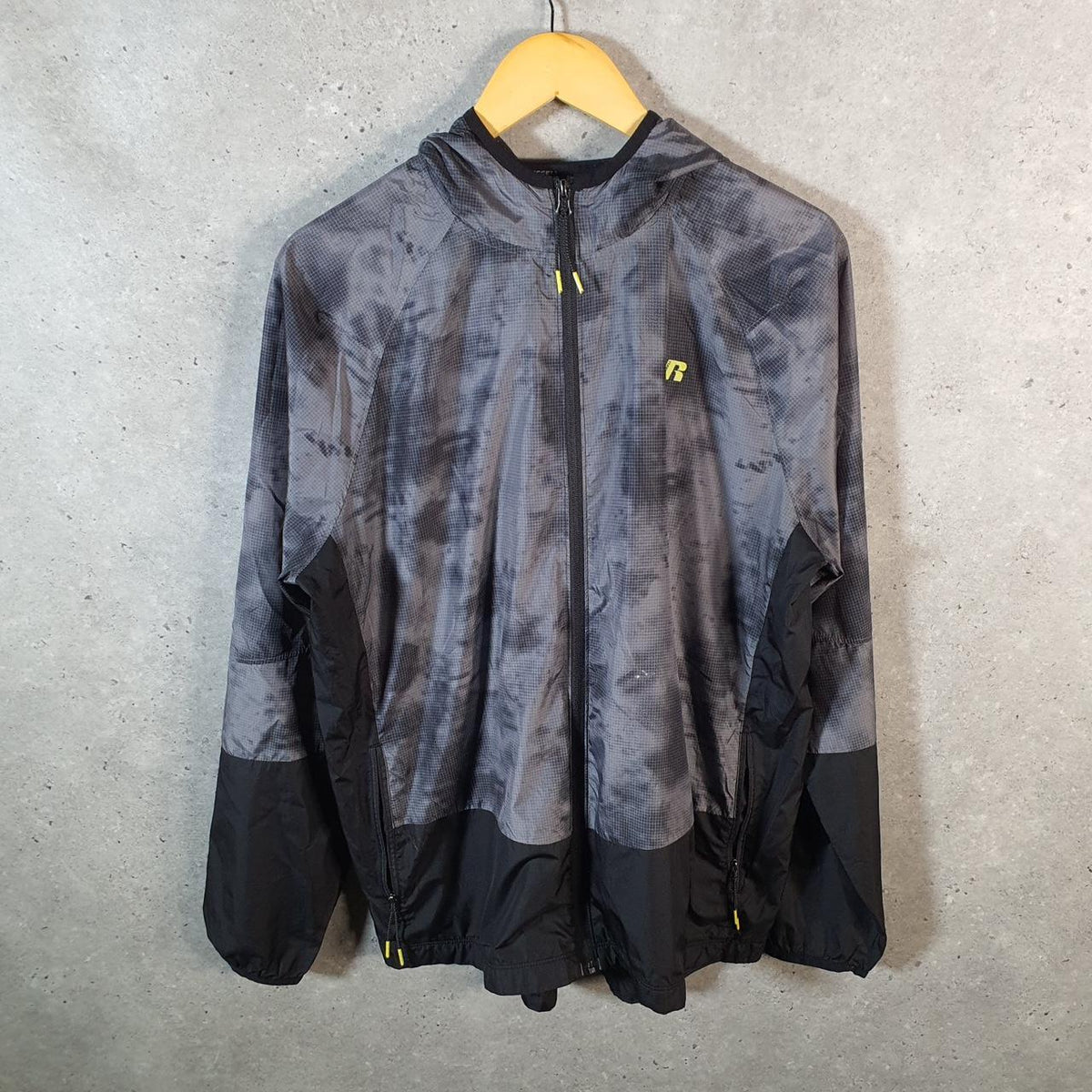 Vintage Russell Athletic Windbreaker Track Jacket Mens Medium Grey Athletic Full Zip