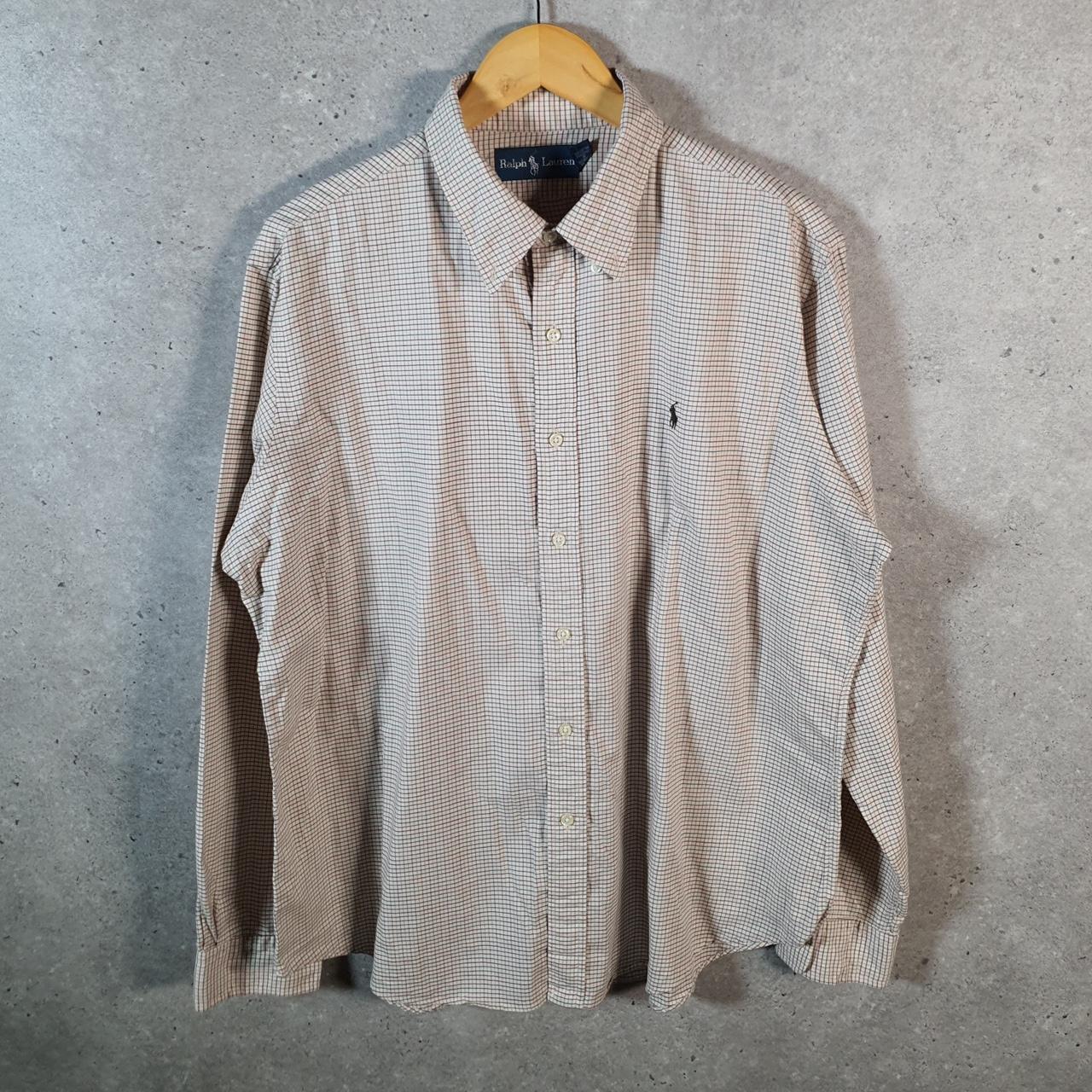 Vintage Ralph Lauren Button Down Shirt Men’s XL Brown Checkered Pony Classic Casual C8449