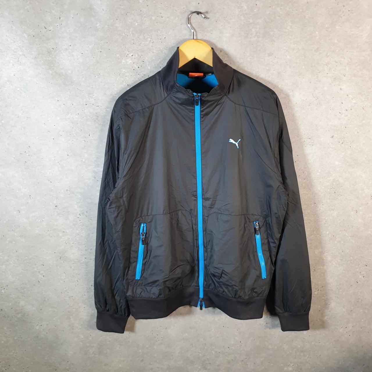 Vintage Puma Windbreaker Track Jacket Mens Medium Grey USA Embroidered Full Zip