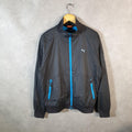 Vintage Puma Windbreaker Track Jacket Mens Medium Grey USA Embroidered Full Zip