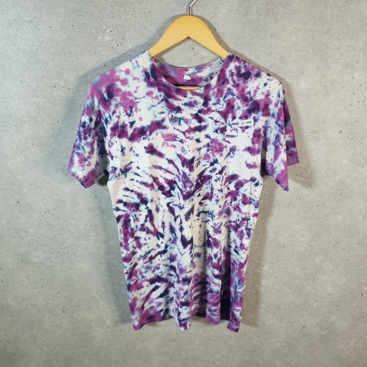 Vintage Fruit of the Loom Tie Dye 90s USA Single Stitch T Shirt Men’s Medium Purple Slim Fit