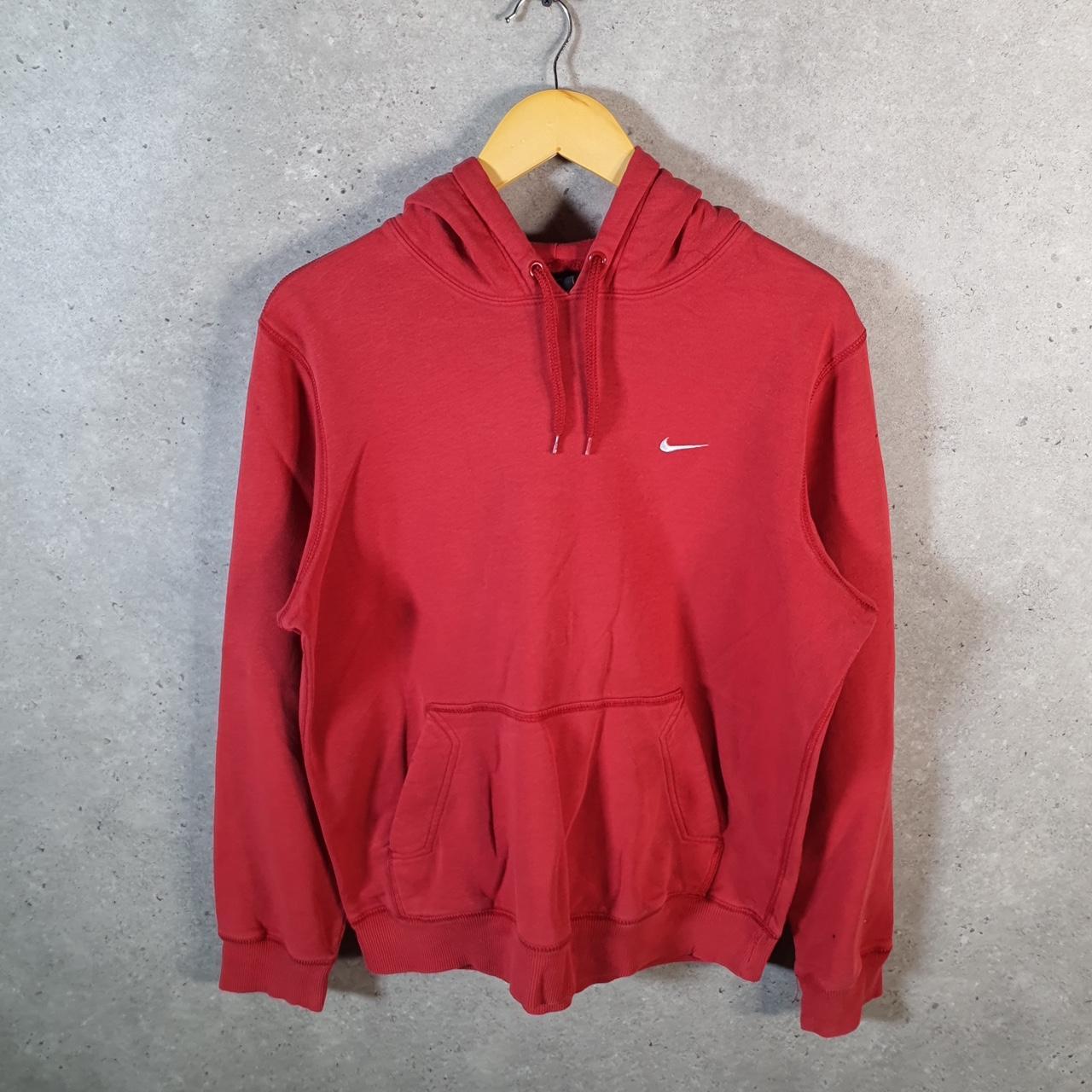 Vintage Nike Club Embroidered Hoodie Men’s Medium Red Swoosh Y2K Pullover