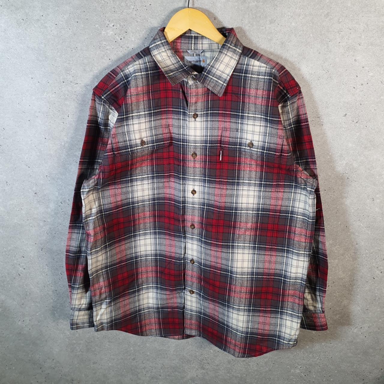 Vintage Carhartt Shirt Button Down Mens L Red Long Sleeve Utility Original Fit