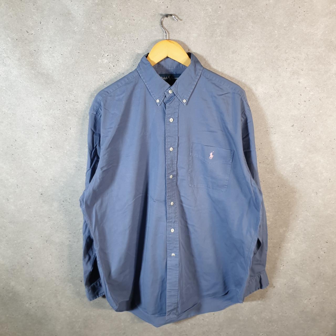 Vintage Ralph Lauren Button Down Shirt Men’s Large Blue Blake Fit Cotton Pony