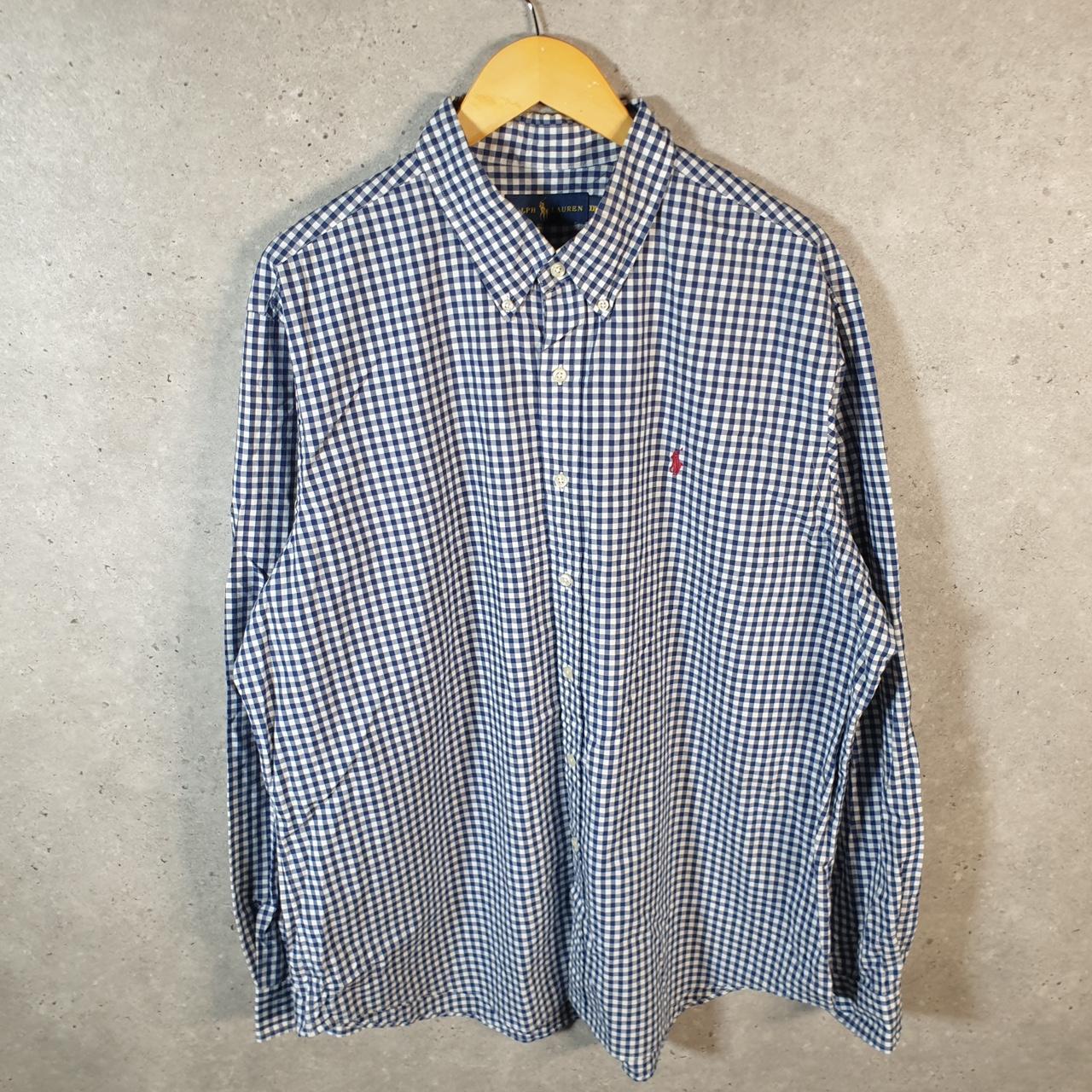 Vintage Ralph Lauren Button Down Shirt Men’s 2XL Blue Custom Fit Cotton Pony