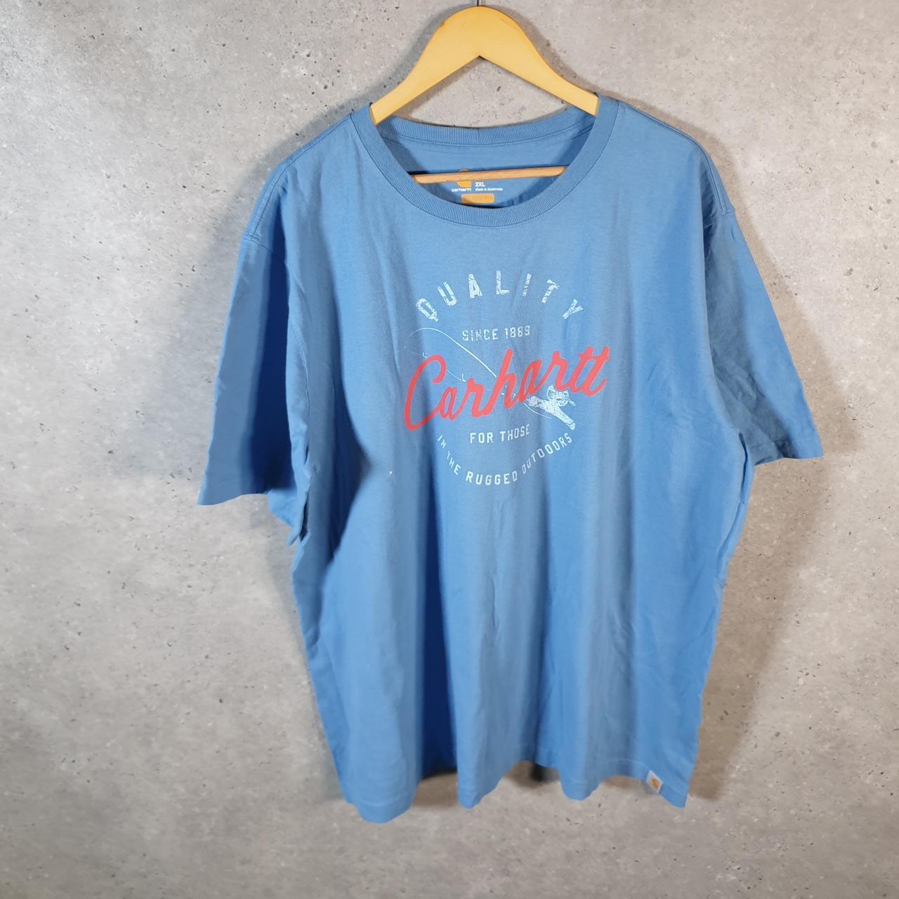 Vintage Carhartt Pocket T Shirt Men’s 2XL Blue Workwear Chore Utility Relaxed Fit