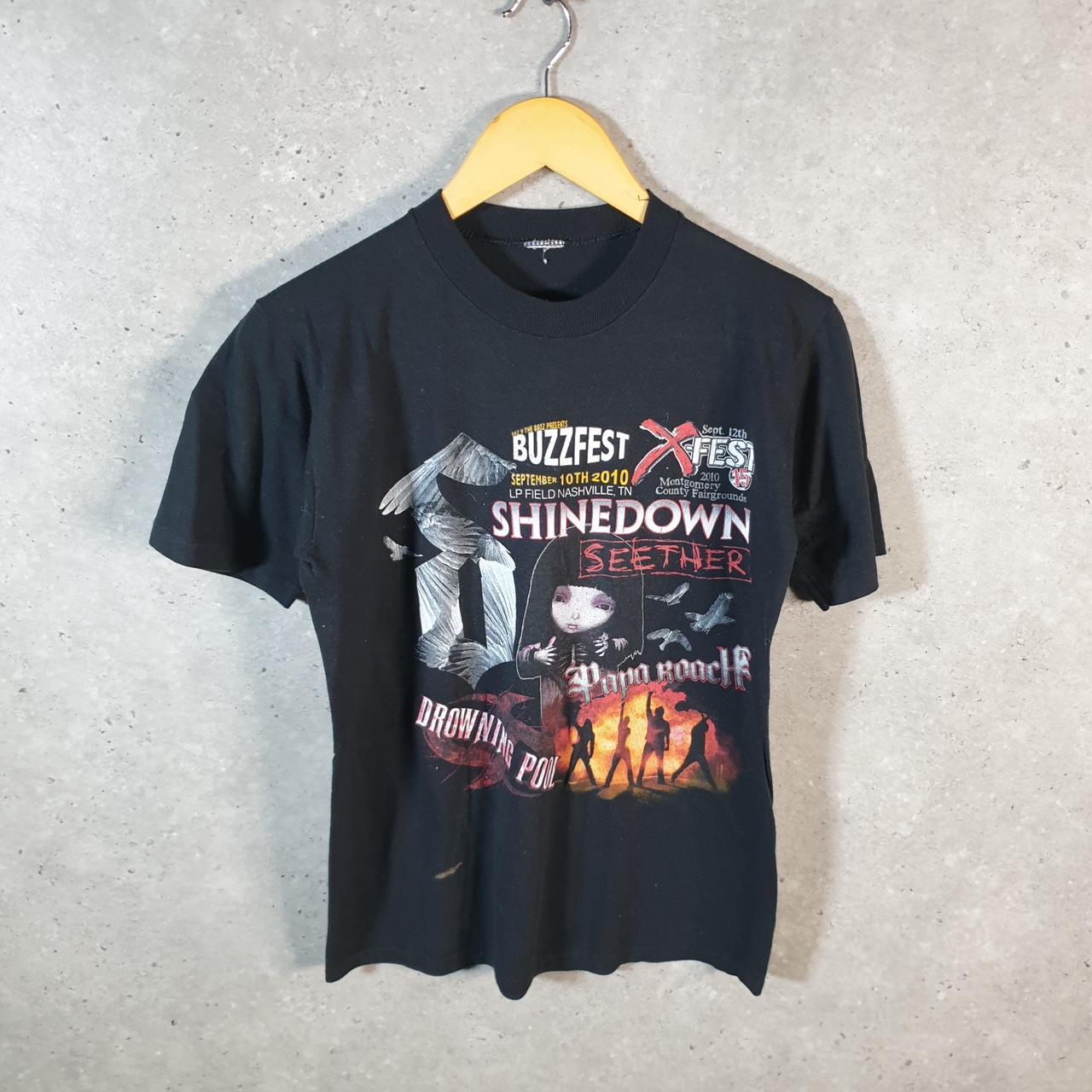 Vintage Buzzfest 2010 Shinedown Seether Montgomery County Fairgrounds T Shirt Men’s Small Black