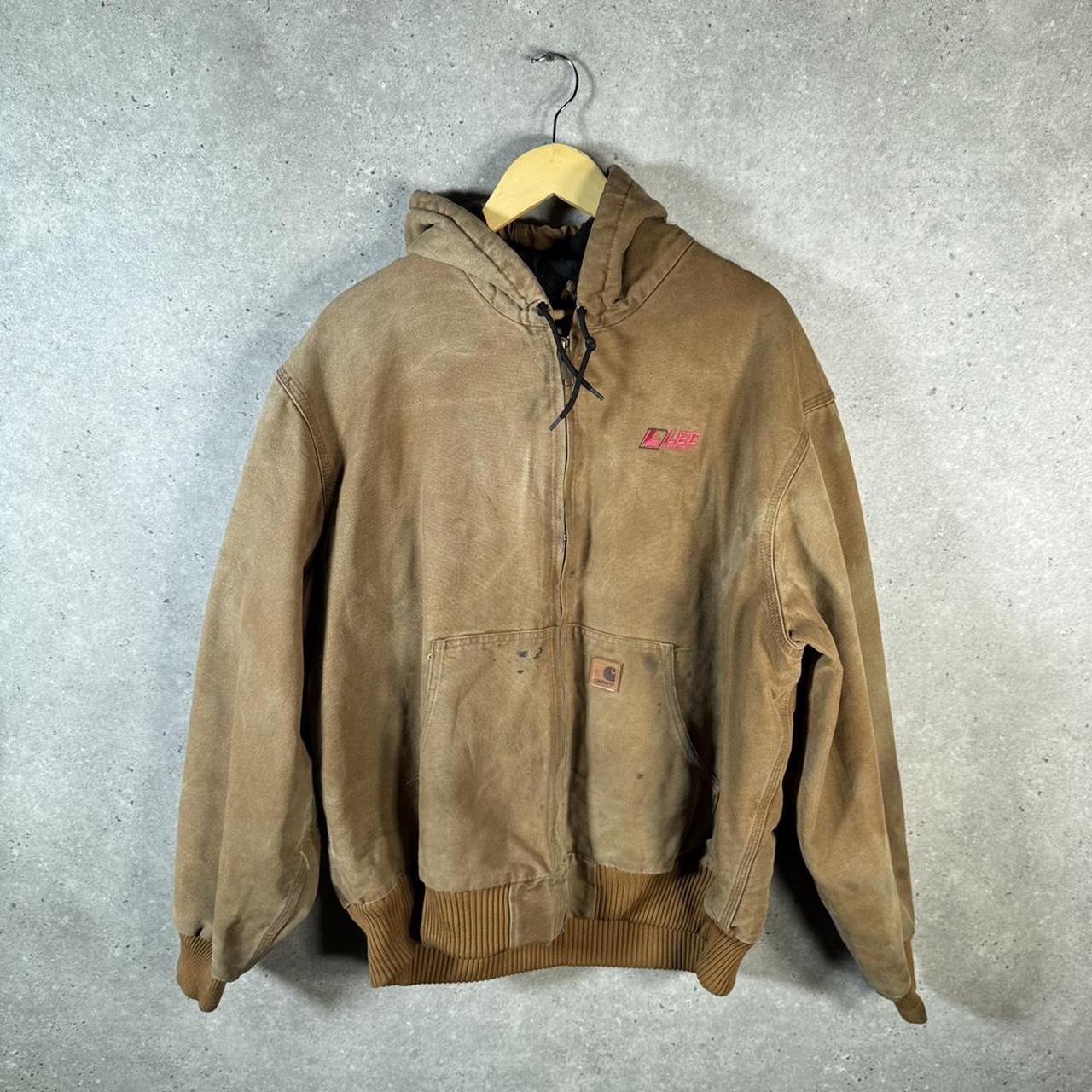 Vintage Carhartt Active Hooded Jacket Men’s XL Tan Brown Workwear Canvas USA