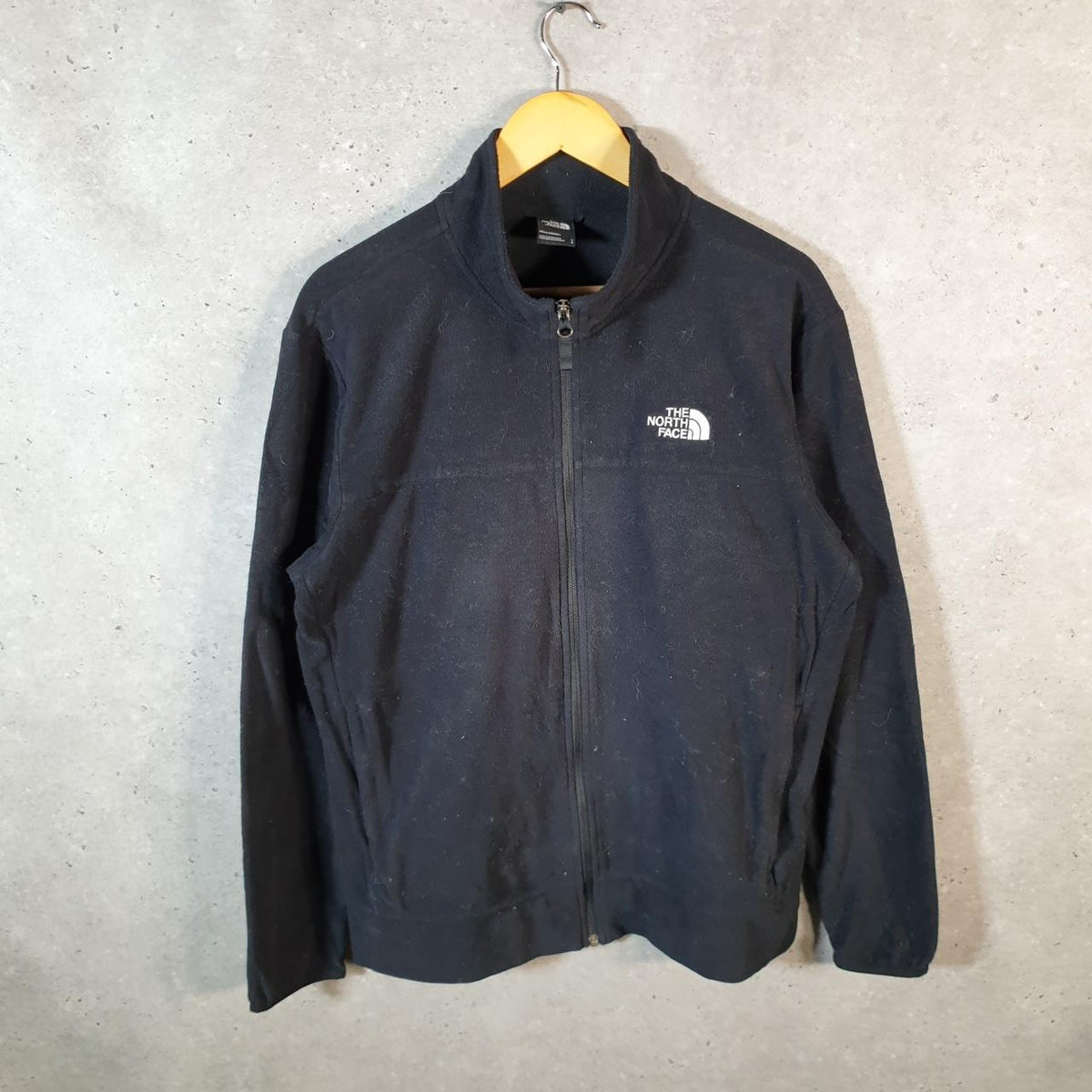 Vintage The North Face TNF Fleece Sweatshirt Mens Full Zip Large Black Embroidered Logo