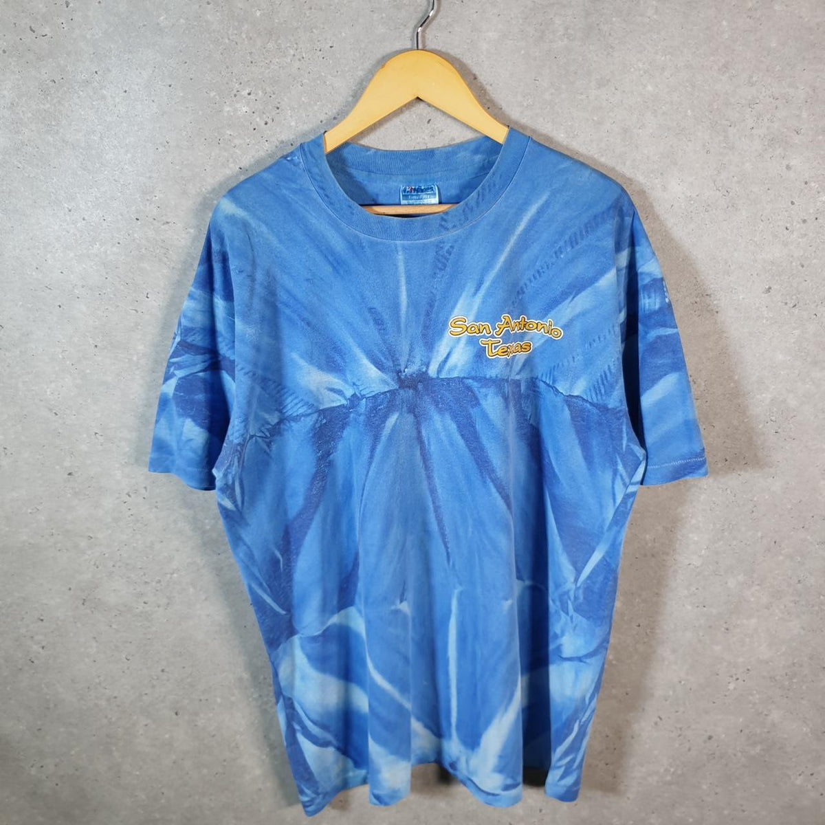 Vintage Hanes San Antonio Texas 90s USA Single Stitch T Shirt Men’s XL Blue C9449