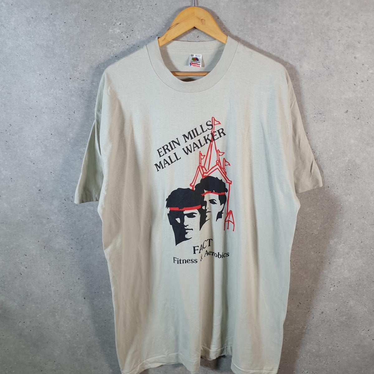 Vintage Fruit of the Loom Erin Mills Mall Walker 90s Single Stitch T Shirt Men’s 2XL Grey C7904