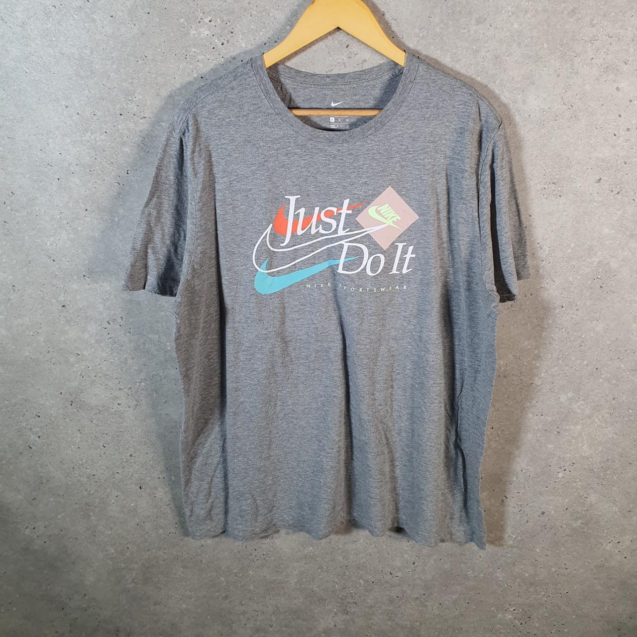 Vintage Nike Just Do It T Shirt Mens XL Grey Printed Logo Swoosh Athletic