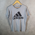 Vintage Adidas Go Tee T Shirt Men’s Medium Grey Three Stripes Logo Athletic