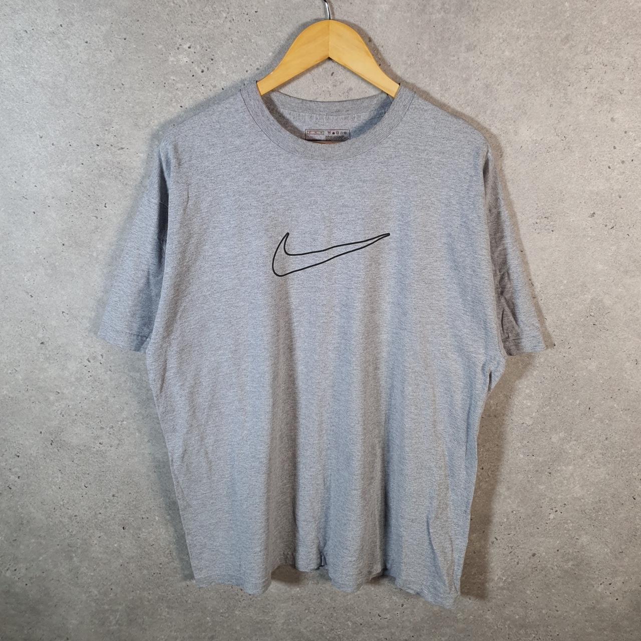 Vintage Nike Club Embroidered T Shirt Men’s XL Grey Swoosh Y2K Pullover Logo