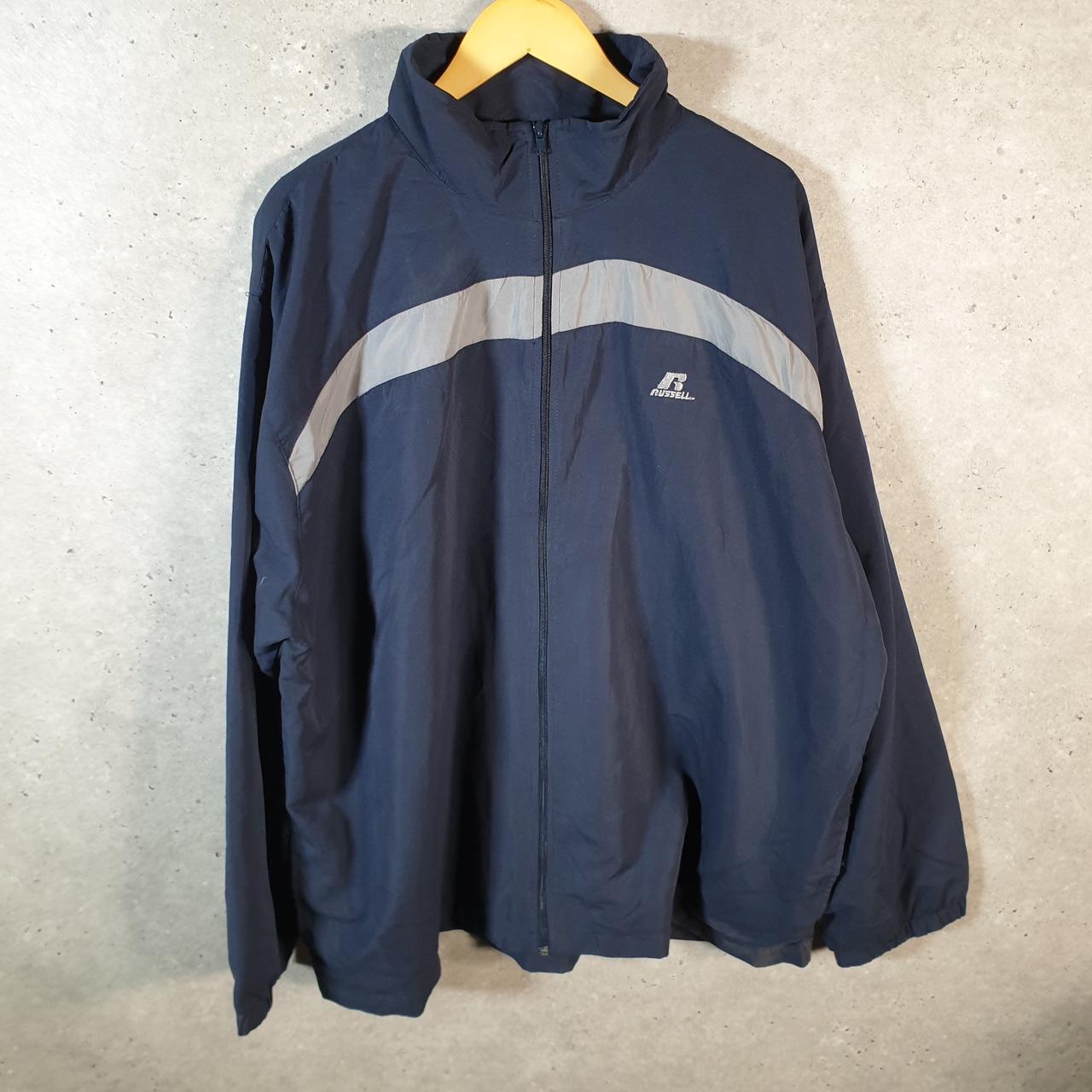 Vintage Russell Athletic Windbreaker Track Jacket Mens 2XL Navy Blue Athletic Full Zip