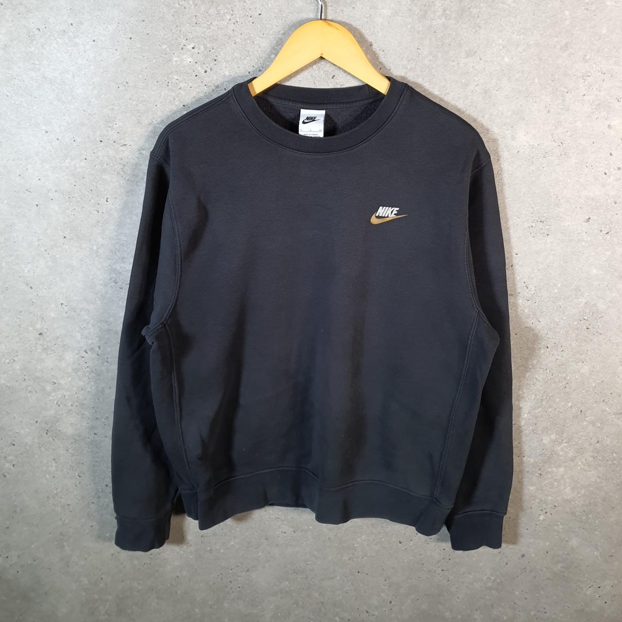 Vintage Nike Club Embroidered Sweatshirt Men’s Small Black Swoosh Y2K Pullover Logo