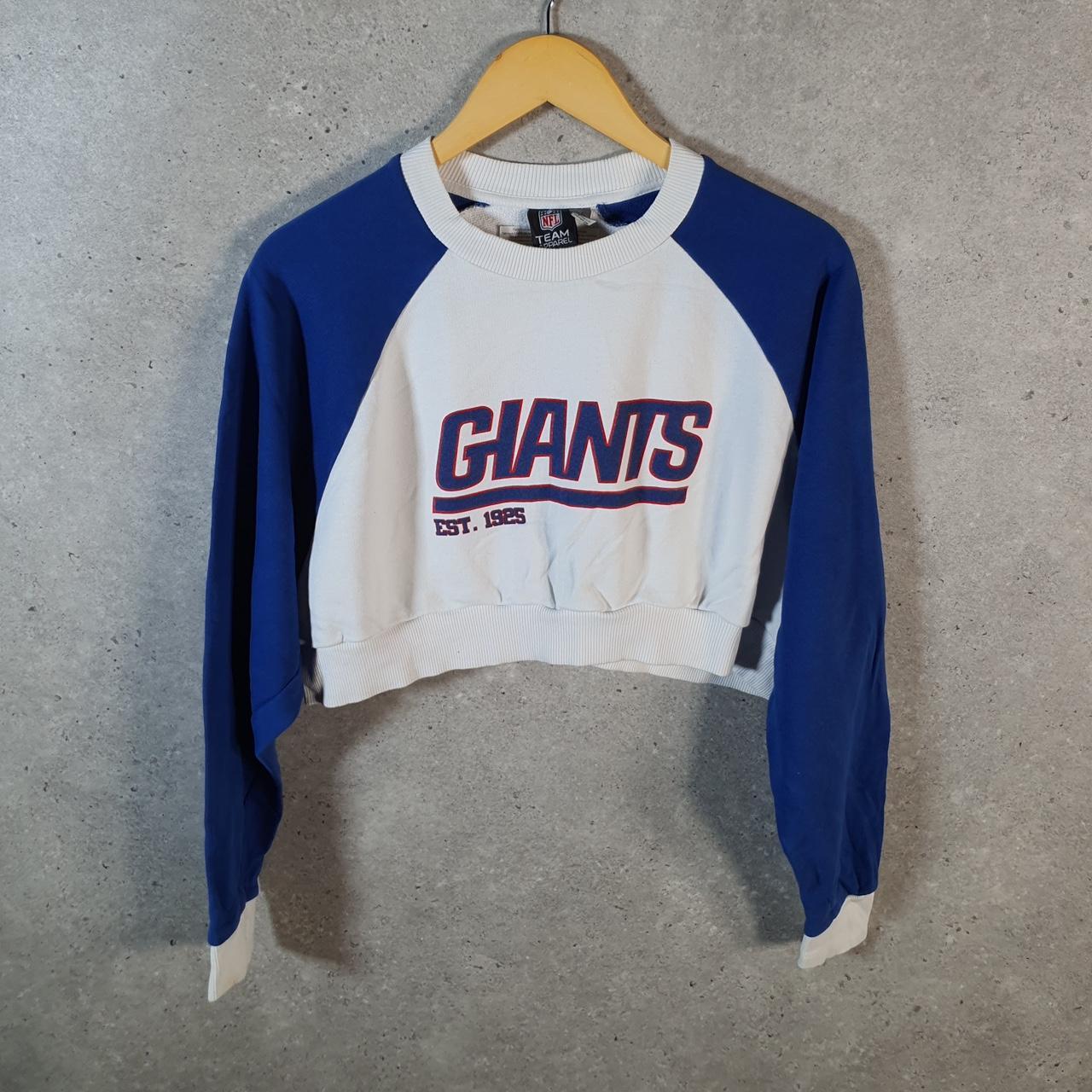 Vintage NFL New York Giants Cropped Sweatshirt Womens Small White USA Pro Sport