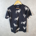 Vintage Stussy Lion All Over Print AOP T Shirt Men’s Small Black Graphic Short Sleeve