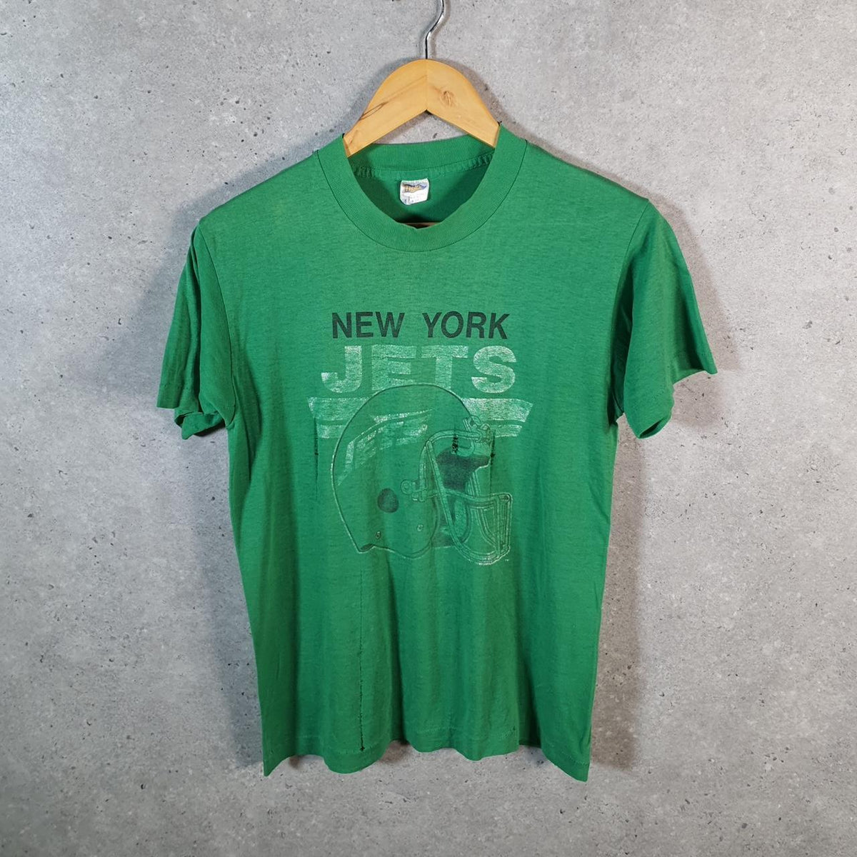 Vintage Trench New York Jets NFL 90s USA Single Stitch T Shirt Men’s Medium Green