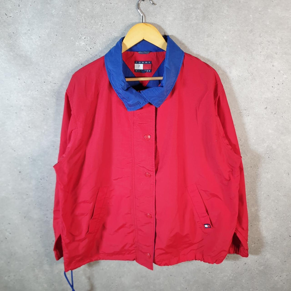 Tommy Hilfiger Harrington Bomber Jacket Men’s Large Red Embroidered Logo Full Zip