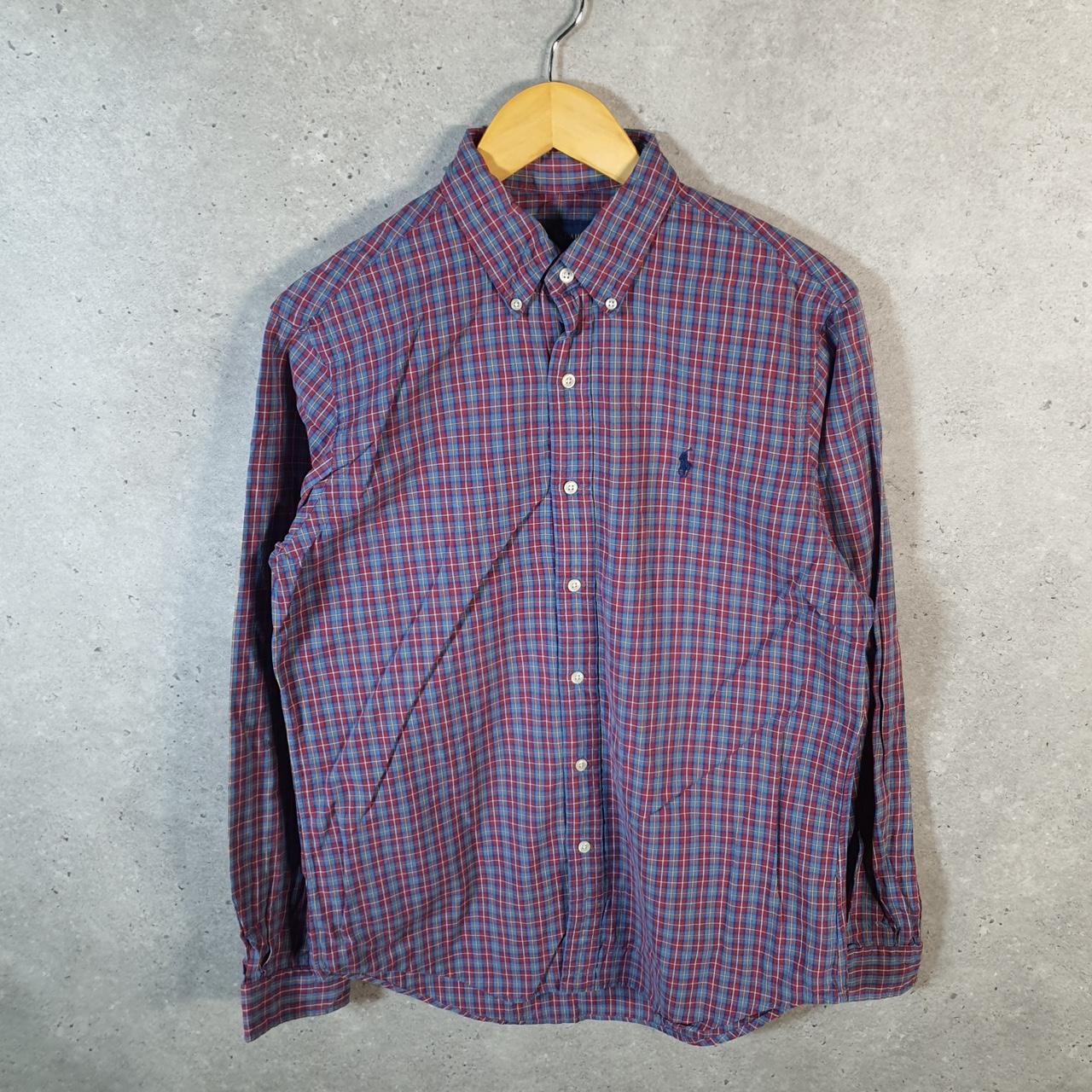 Vintage Ralph Lauren Button Down Shirt Men’s M Checkered Custom Fit Pony Cotton