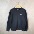 Vintage Nike Club Embroidered Sweatshirt Men’s Medium Black Swoosh Y2K Pullover
