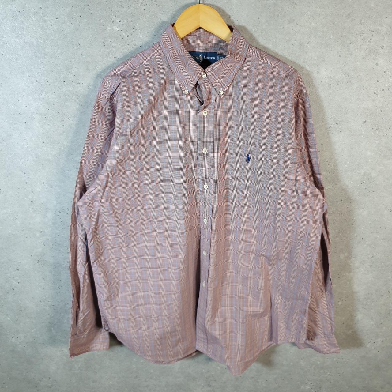 Vintage Ralph Lauren Button Down Shirt Men’s XL Pink Checkered Classic Fit Pony Cotton