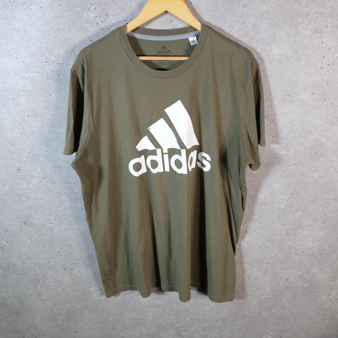 Vintage Adidas Go Tee Performance T Shirt Shirt Men’s XL Khaki Green Three Stripes Logo Athletic