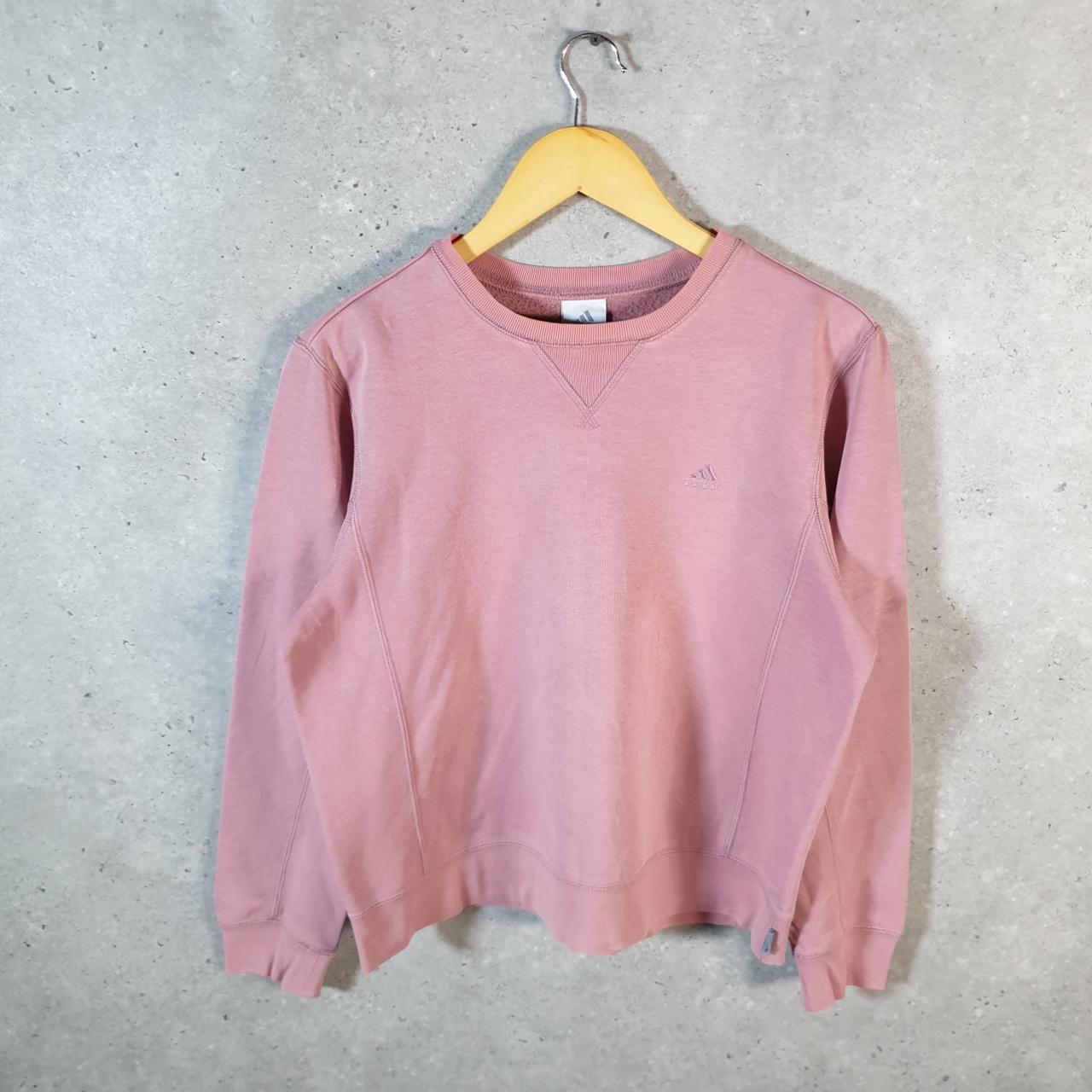 Vintage Adidas 90s Embroidered Sweatshirt Womens UK14 Pink Y2K Pullover Casual