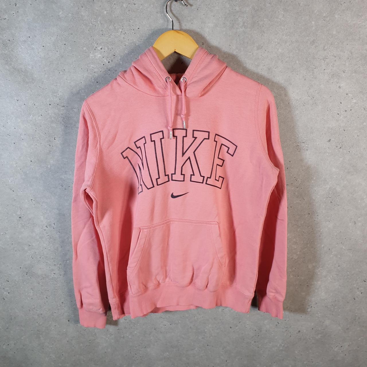 Vintage Nike Spellout Club Hoodie Womens Large Pink Swoosh Y2K Pullover